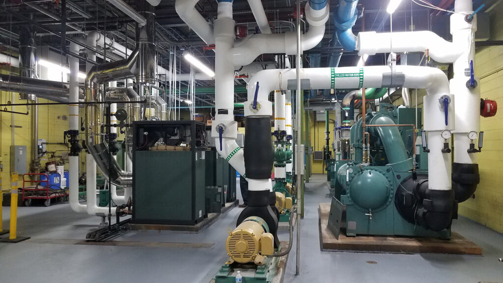 cooling equipment in a boiler room